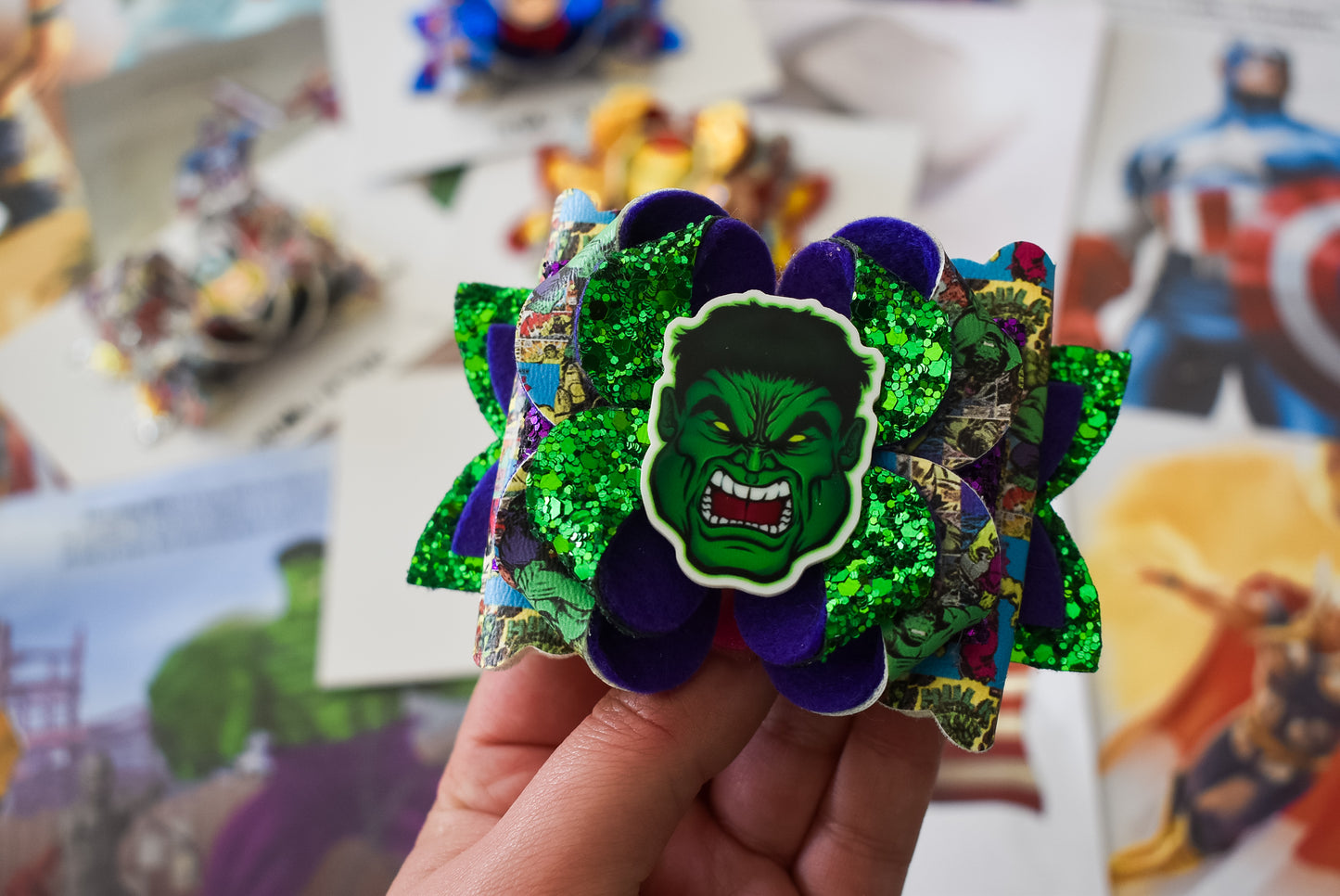 Hulk Smash OTT hair bow