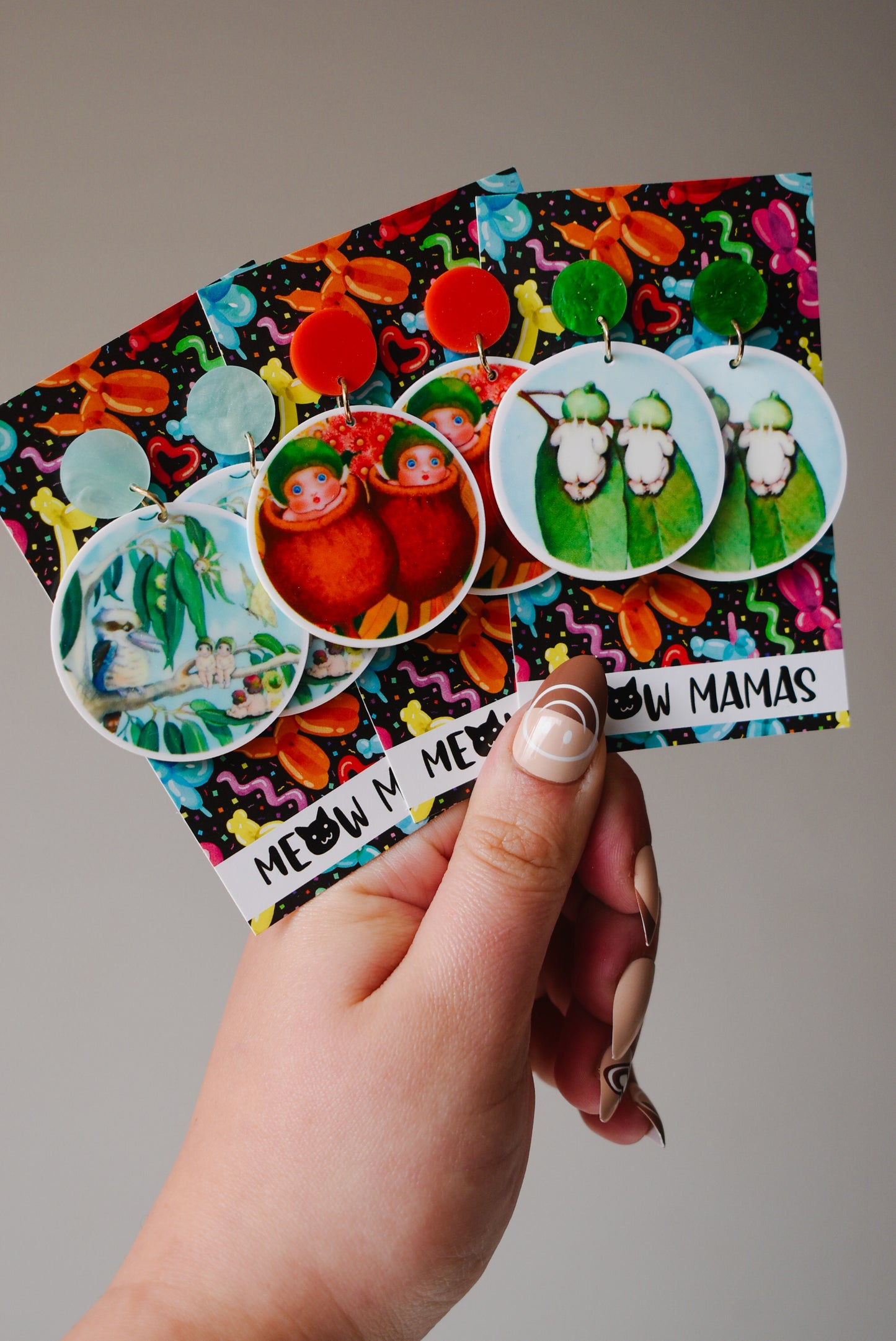 Gumnut bums dangle earrings