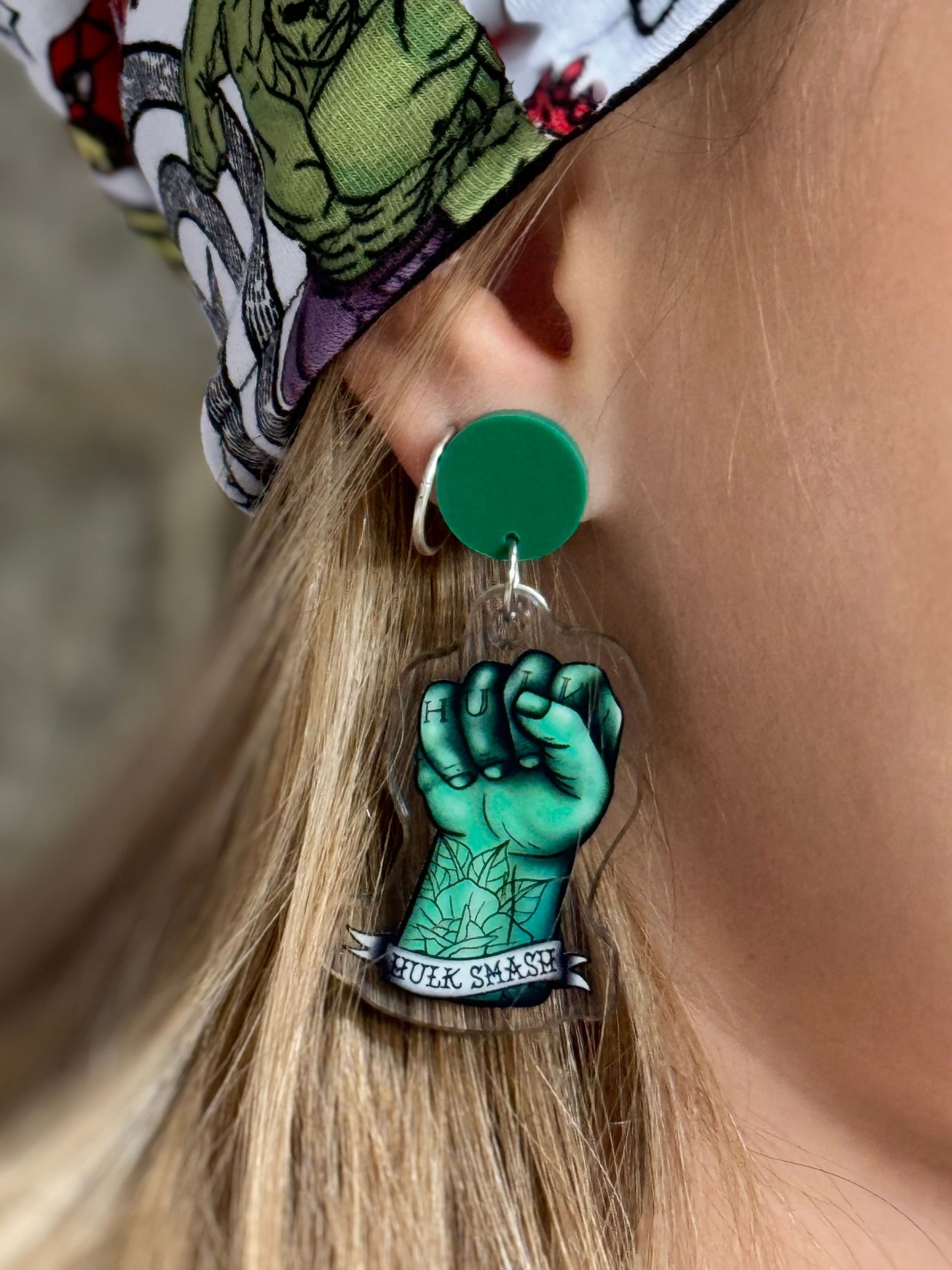 Hulk smash tattoo style Acrylic earrings