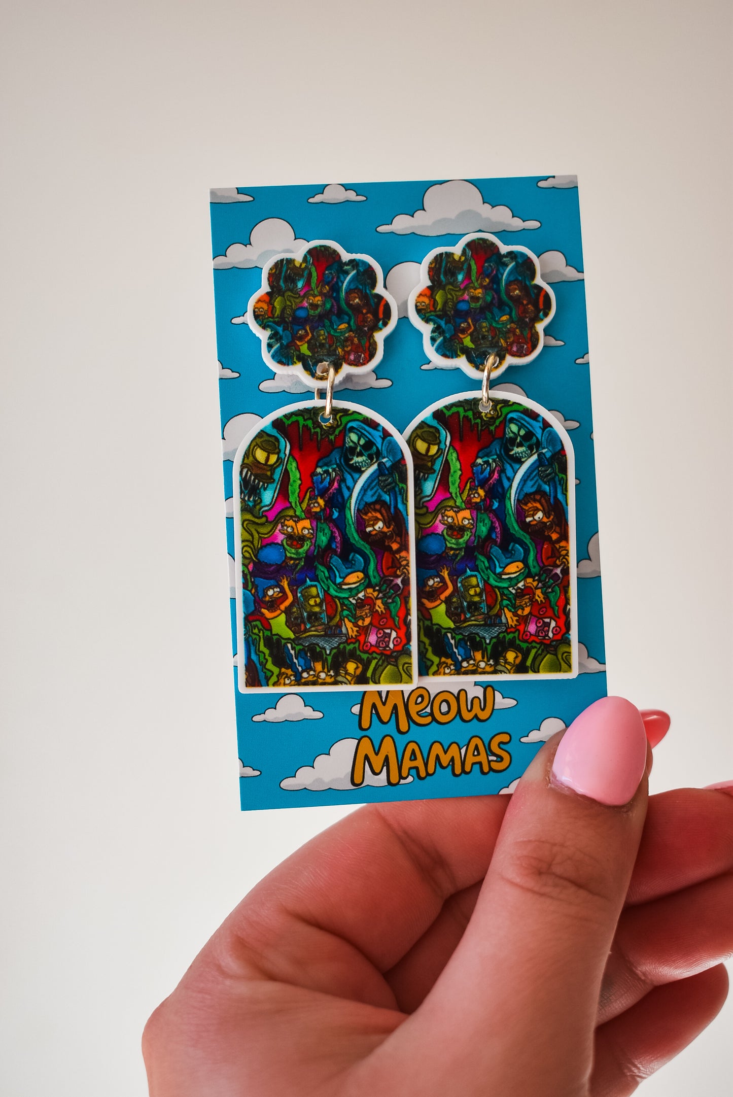 Retro treehouse of Horror dangle earrings