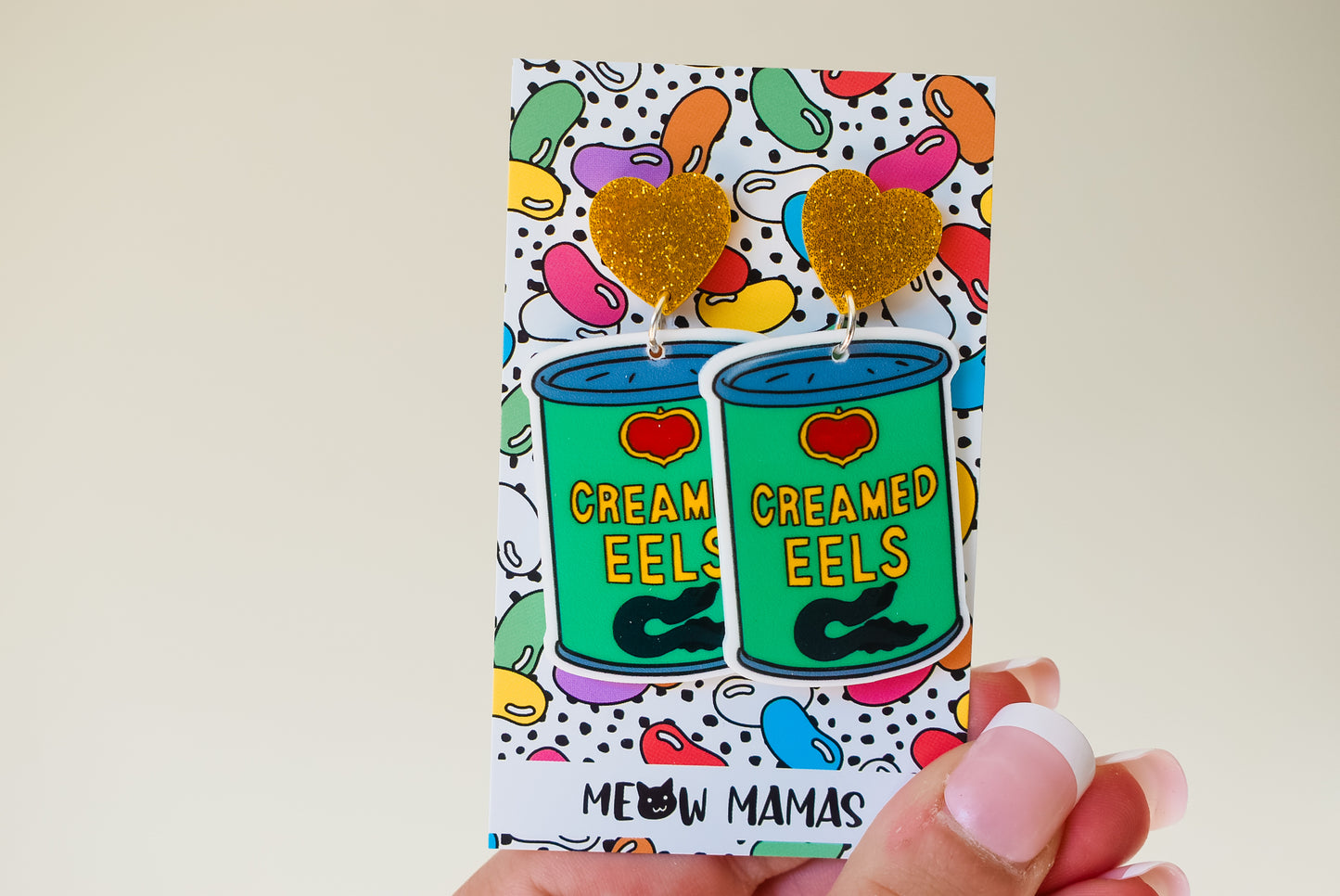Creamed eels dangle earrings