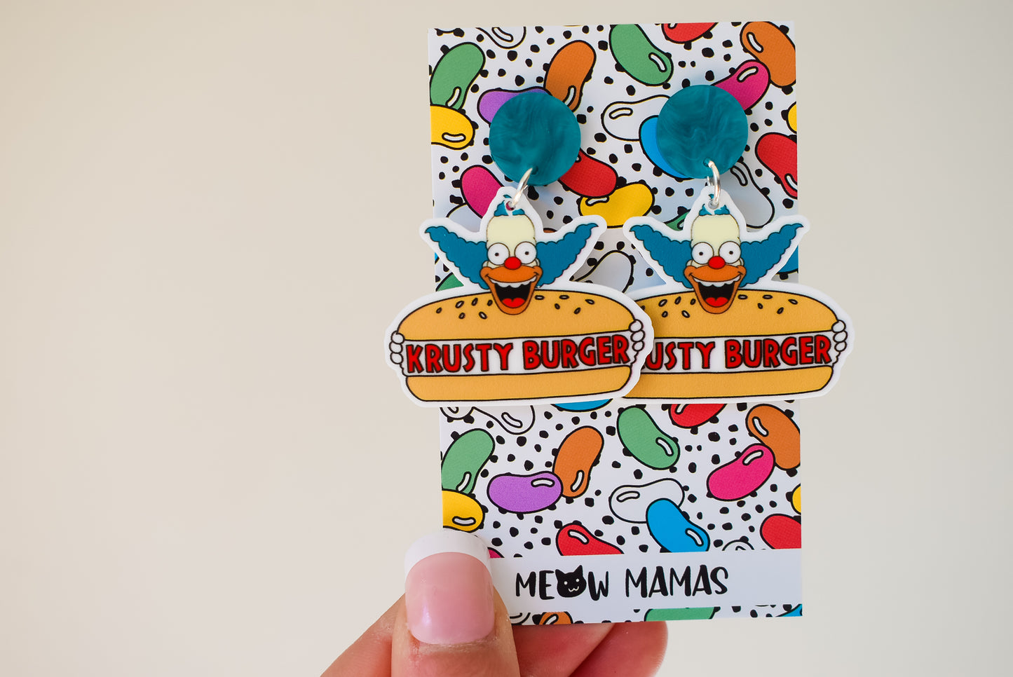 Krusty burger dangle earrings