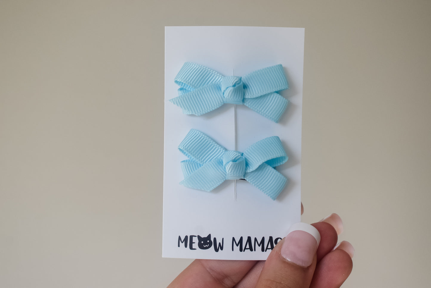 Boutique baby ribbon clips light blue