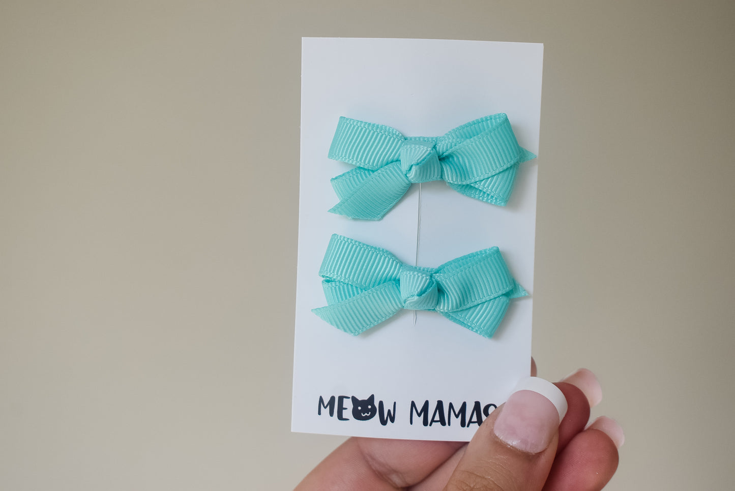 Boutique baby ribbon clips aqua