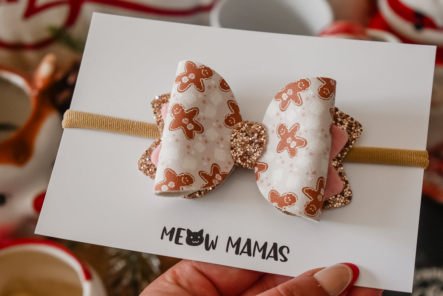 Gingerbread and mashmellow medium bow