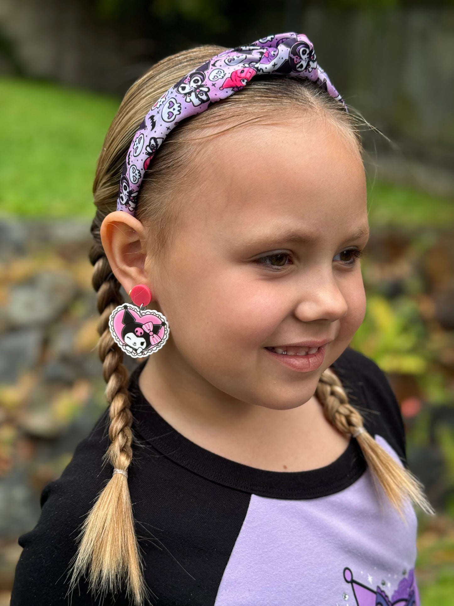 Spooky kuromi Top Knot hard headband