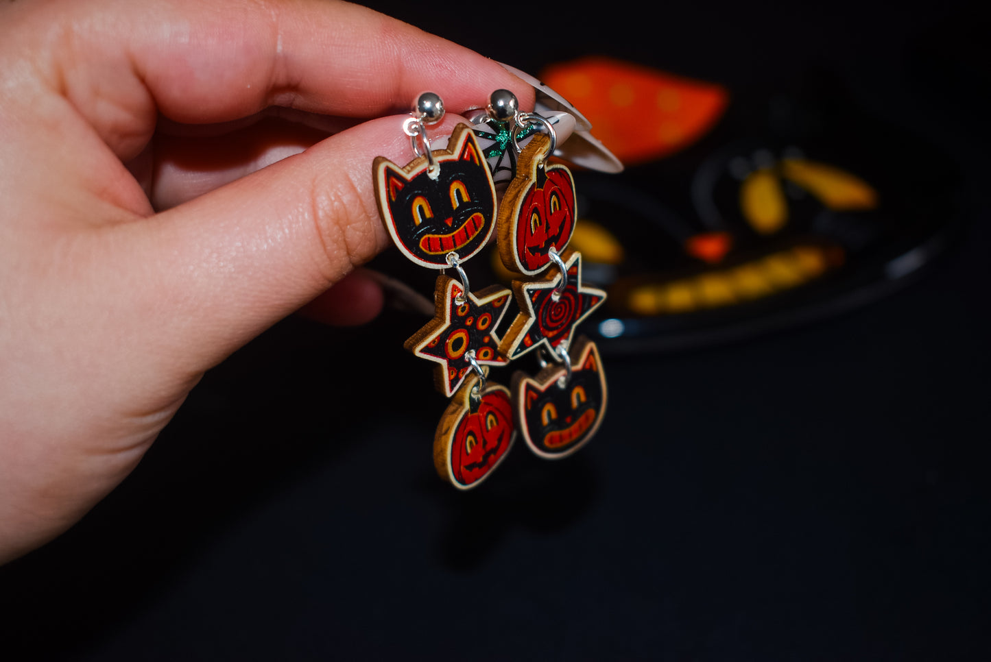 Retro halloween dangle earrings
