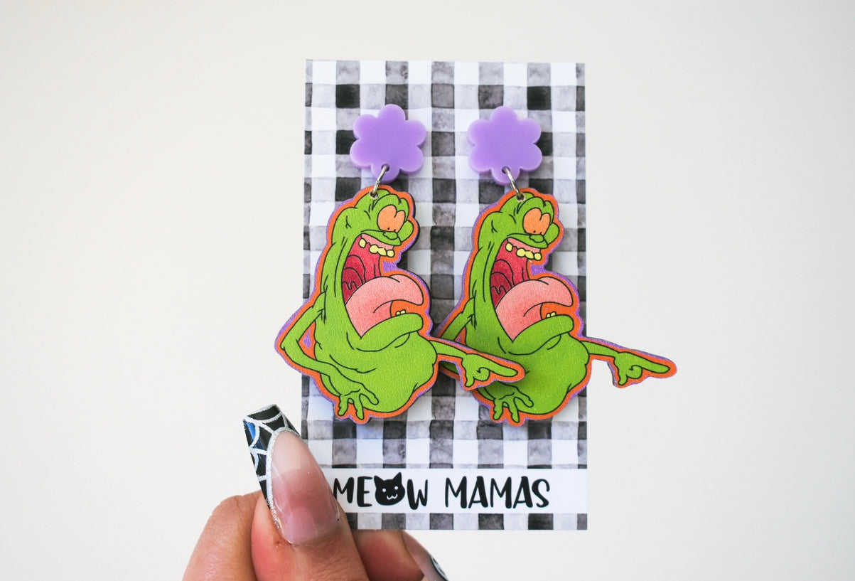 Retro ghost wooden dangles