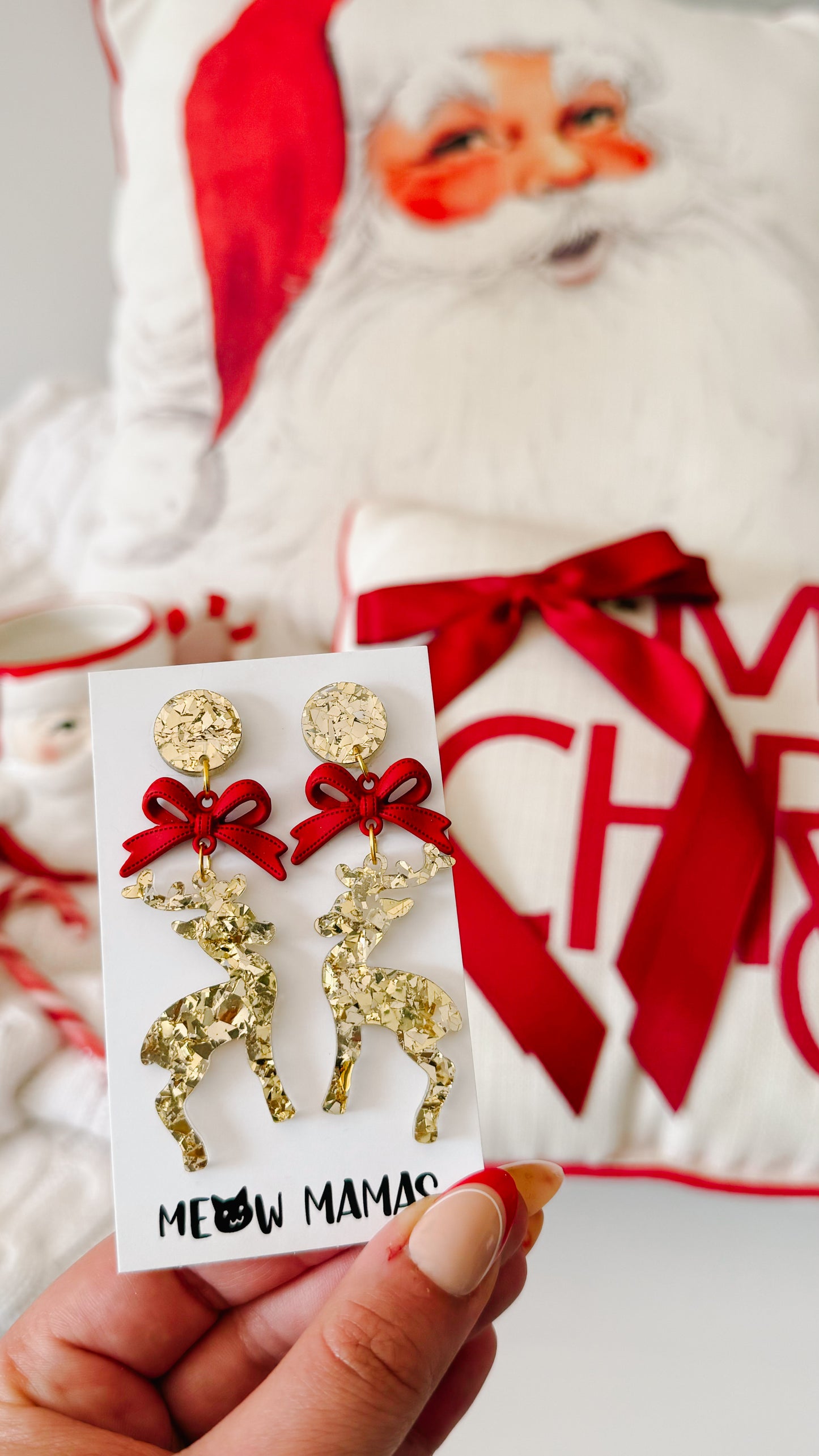 Reindeer dangle Acrylic earrings GOLD