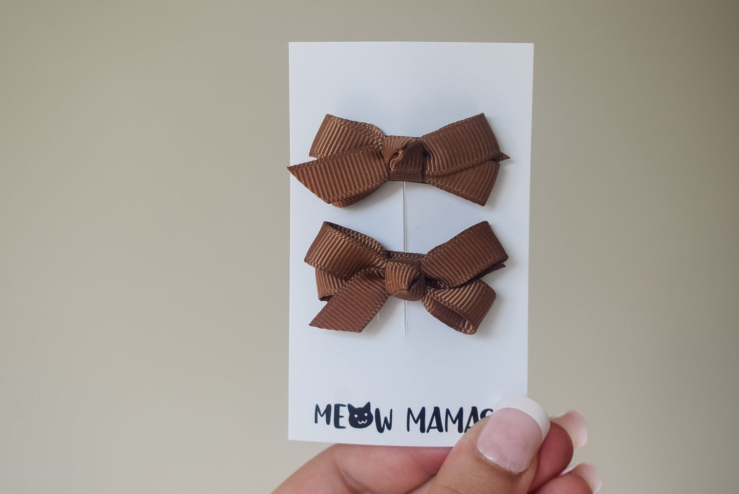 Boutique baby ribbon clips cocoa