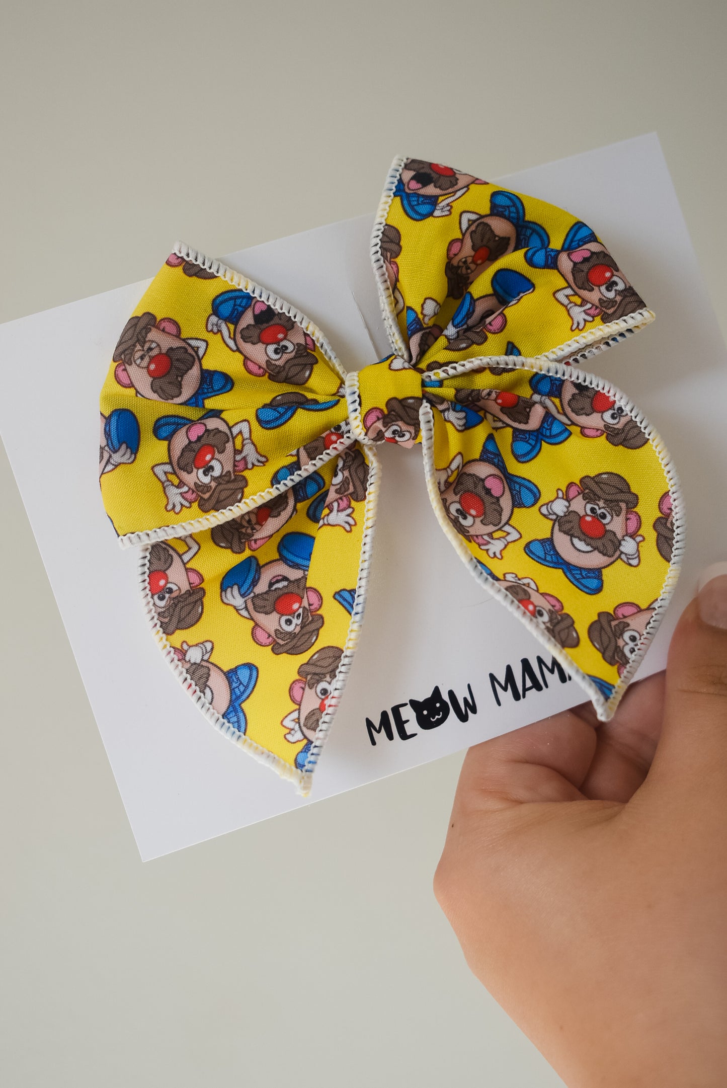 Yellow mr potato head mini whimsical sailor bow