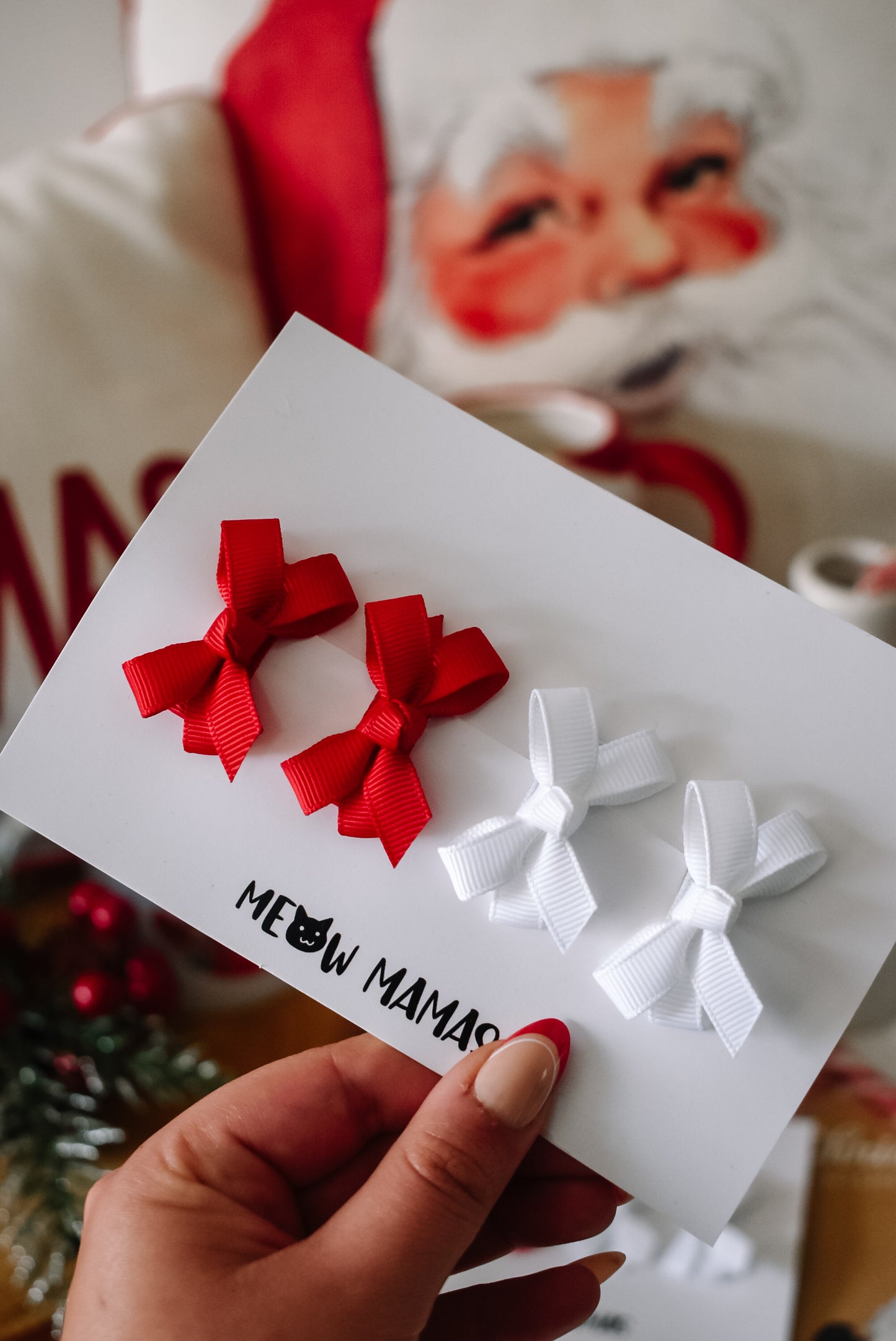 Boutique mini baby clip set Red and White