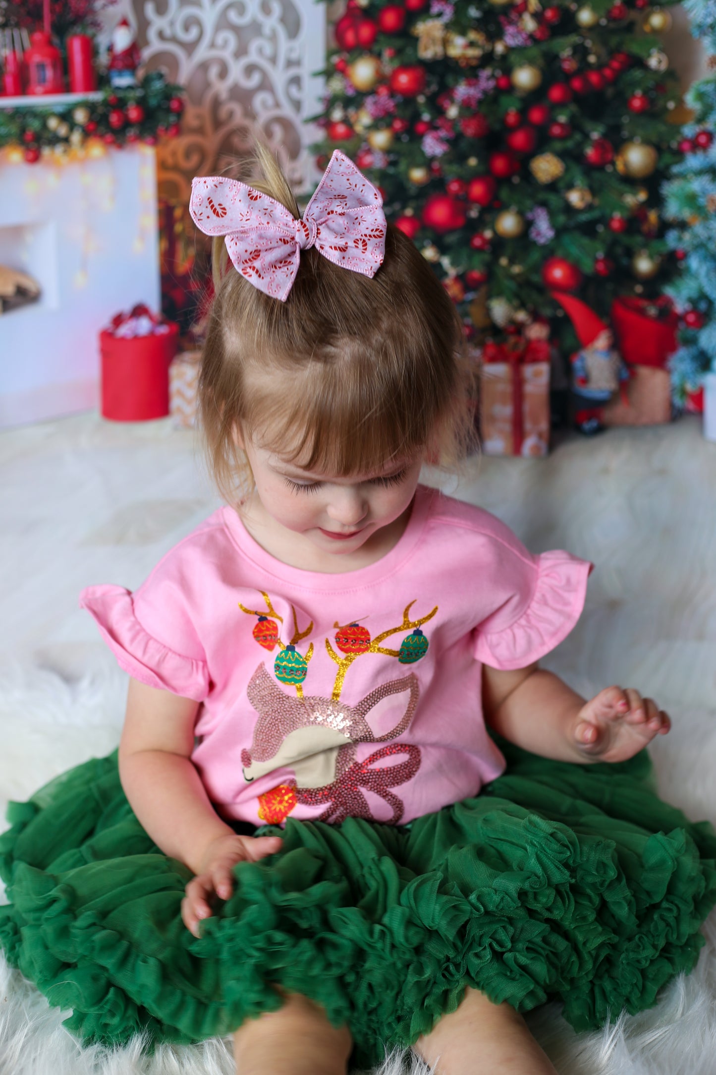 Bubblegum pink candy cane mini whimsical sailor bow