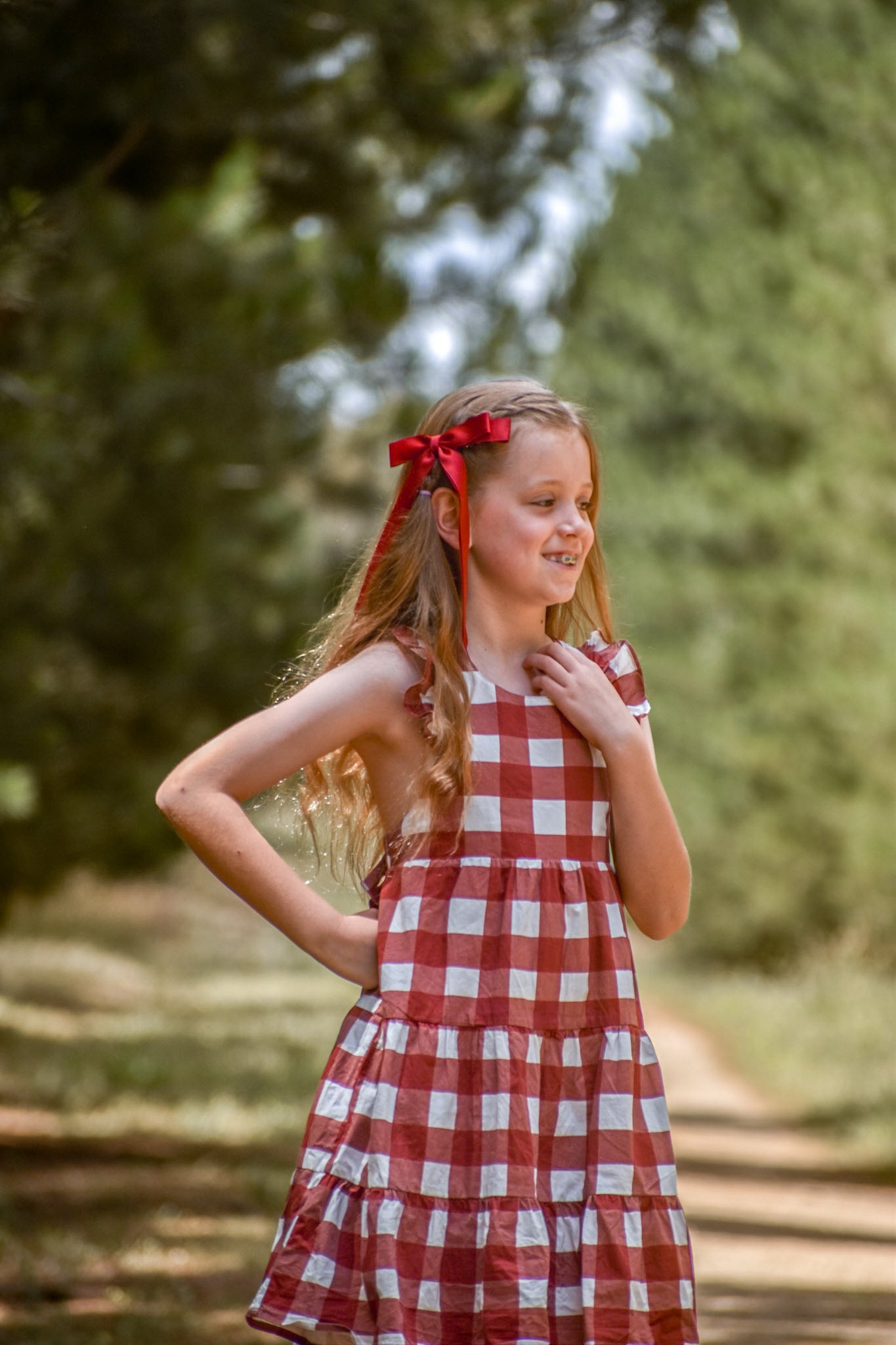 Deep red red Skinny ribbon bow