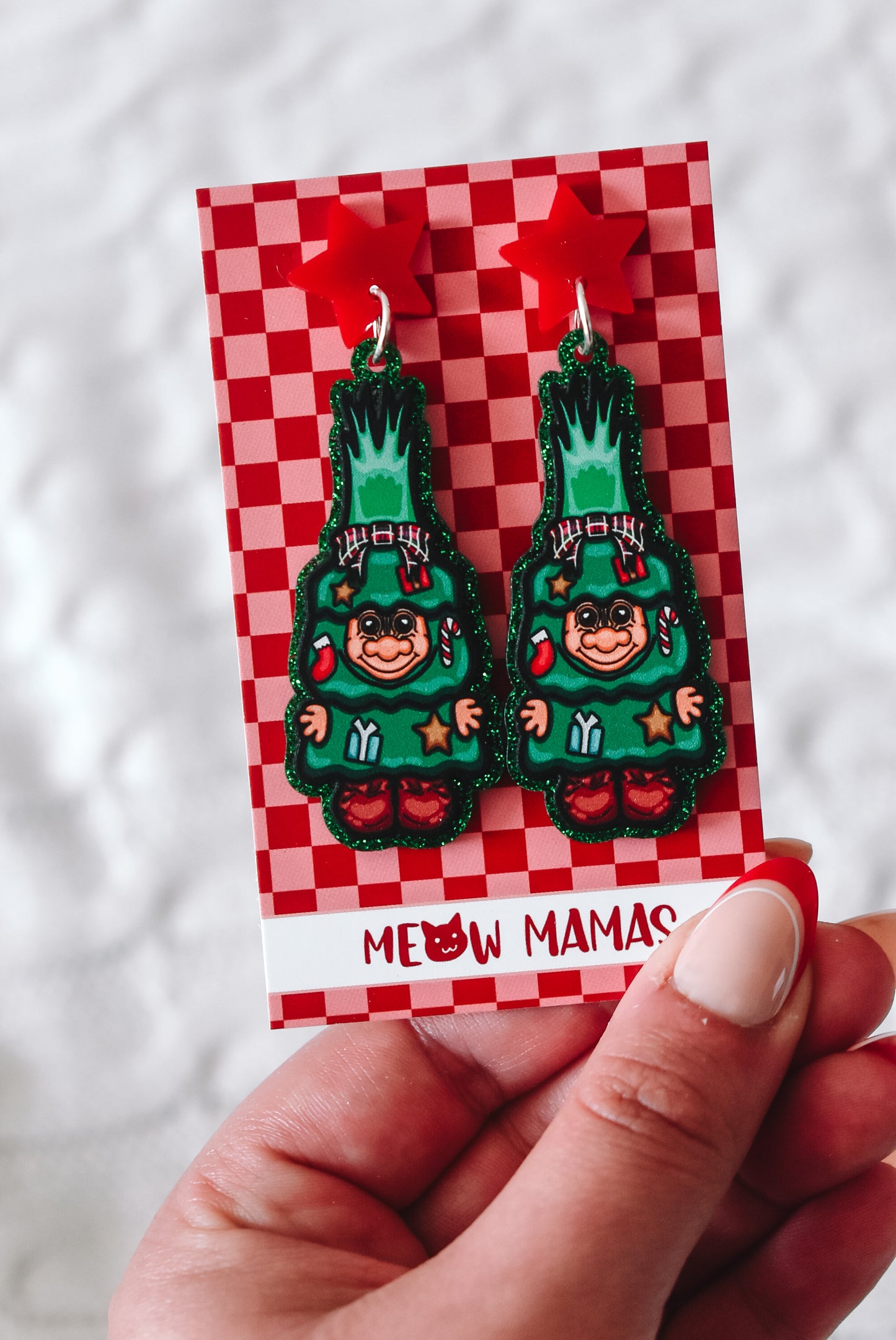 Christmas Tree Troll Acrylic earrings