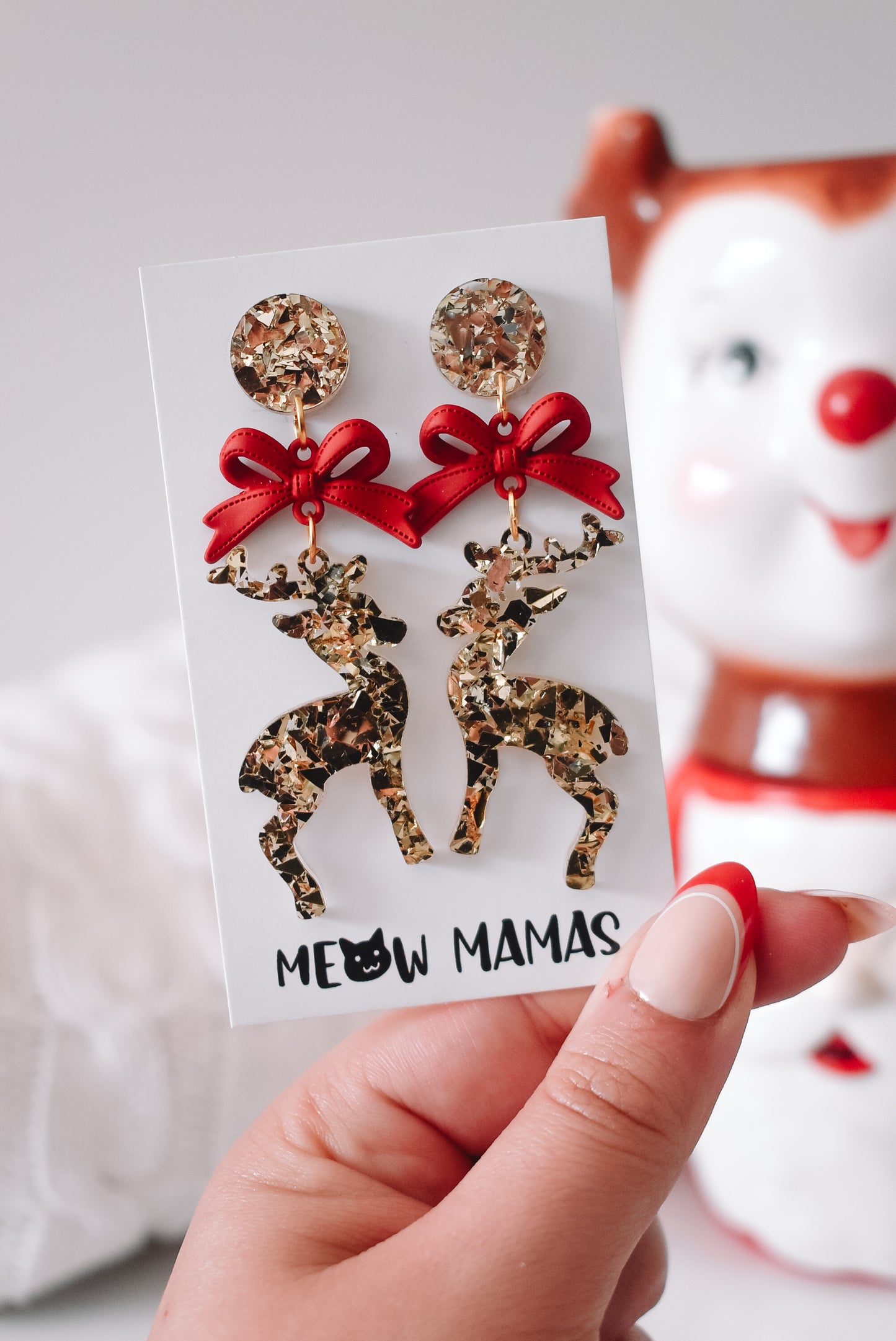 Reindeer dangle Acrylic earrings GOLD
