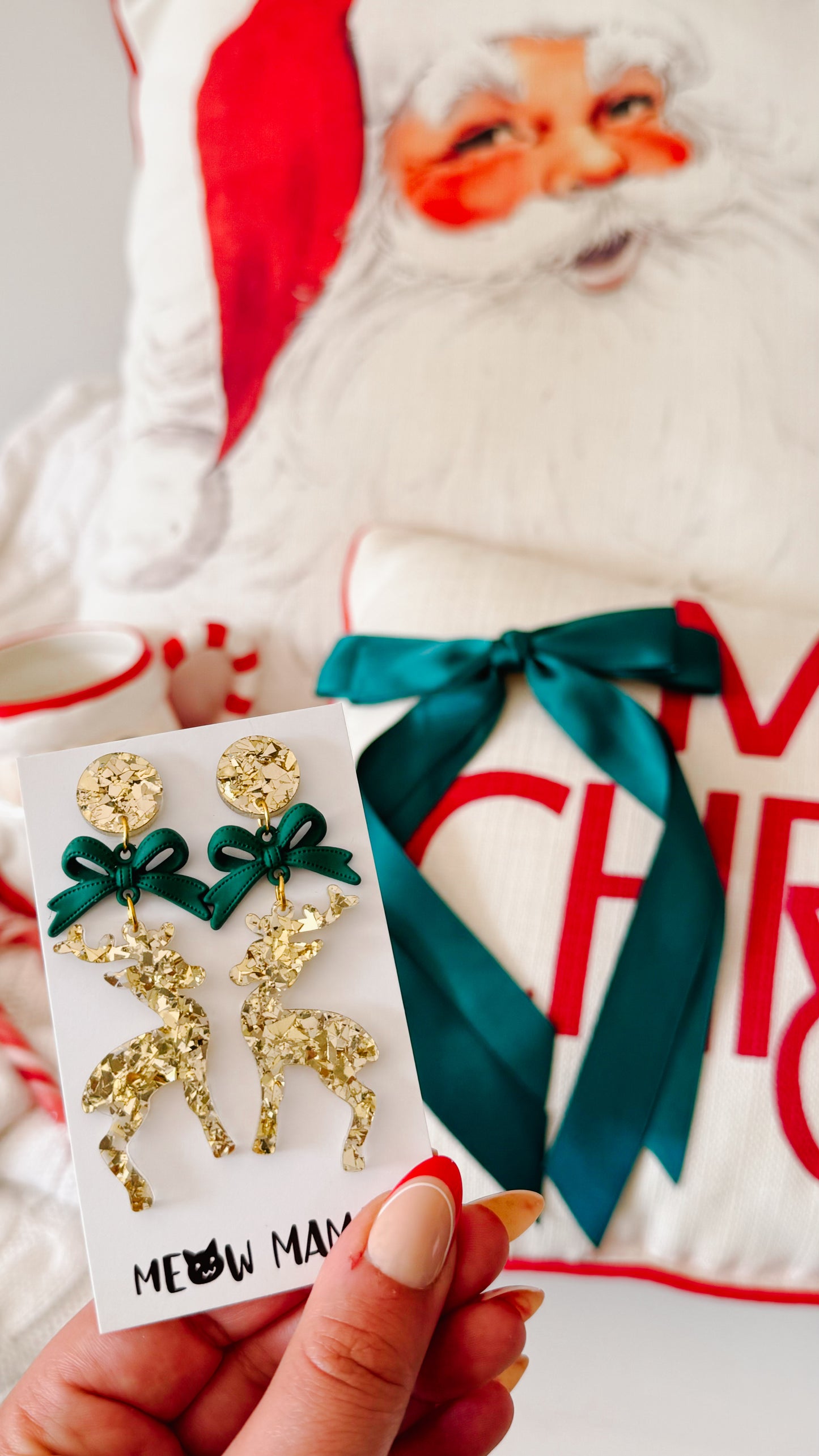 Reindeer dangle Acrylic earrings GOLD