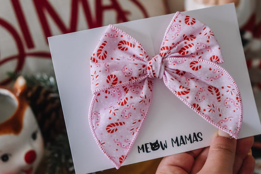 Bubblegum pink candy cane mini whimsical sailor bow