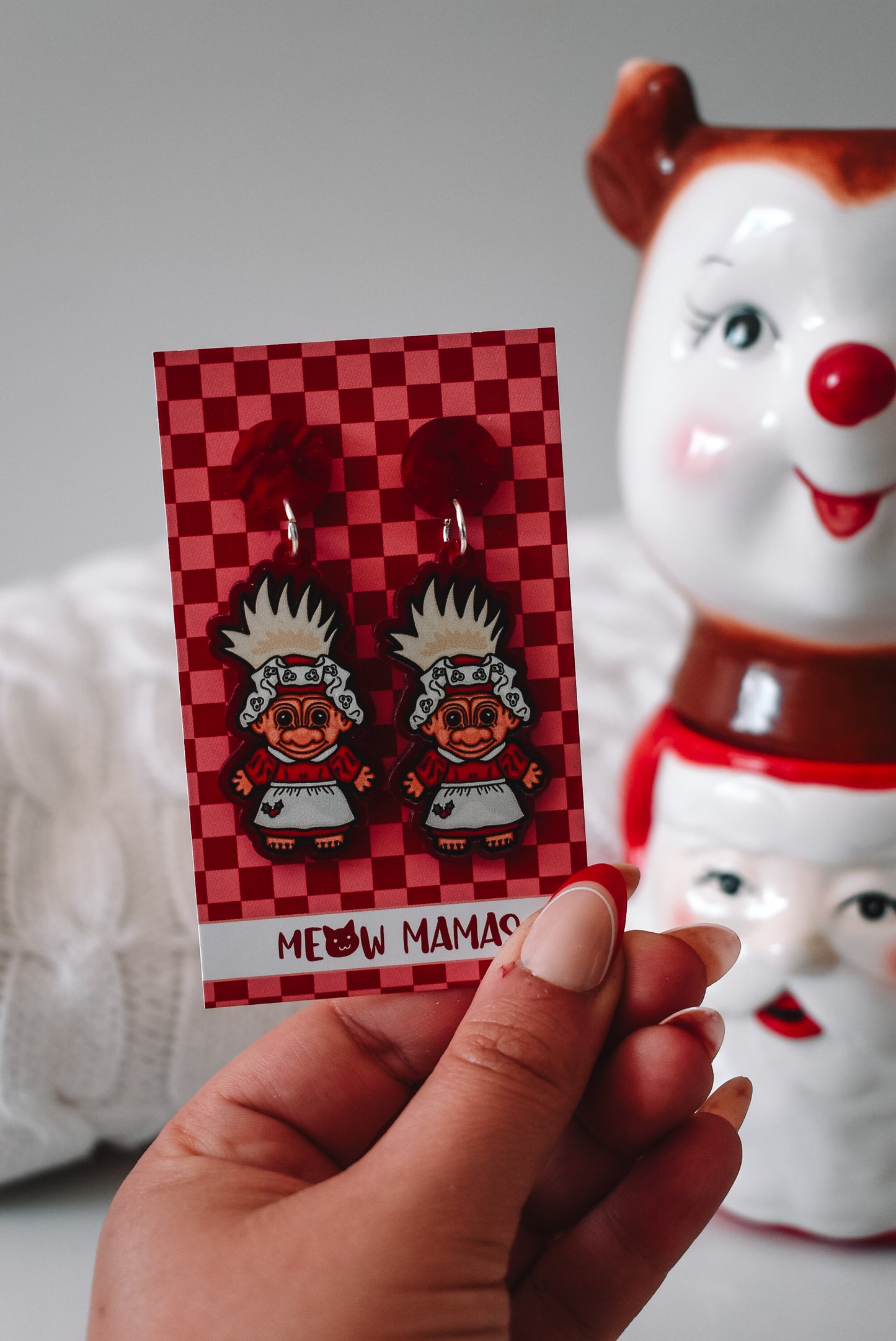 Mrs claus Troll Acrylic earrings