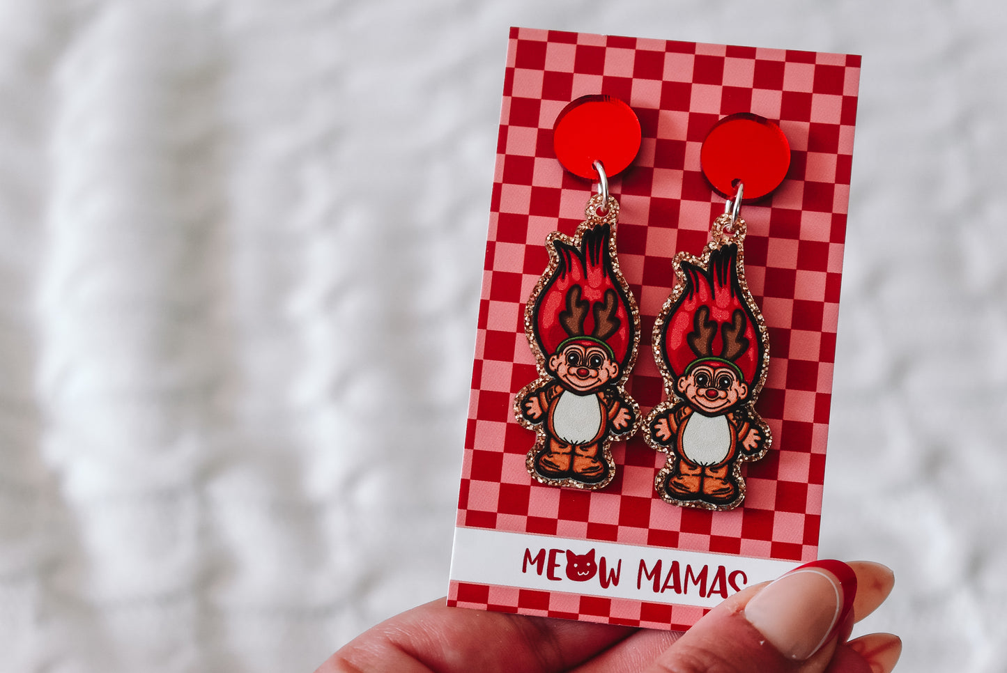Reindeer Troll Acrylic earrings