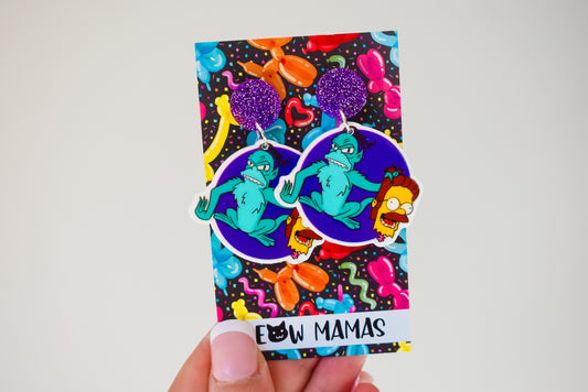 Aint that cute hes trying to claw my eyes out dangle earrings