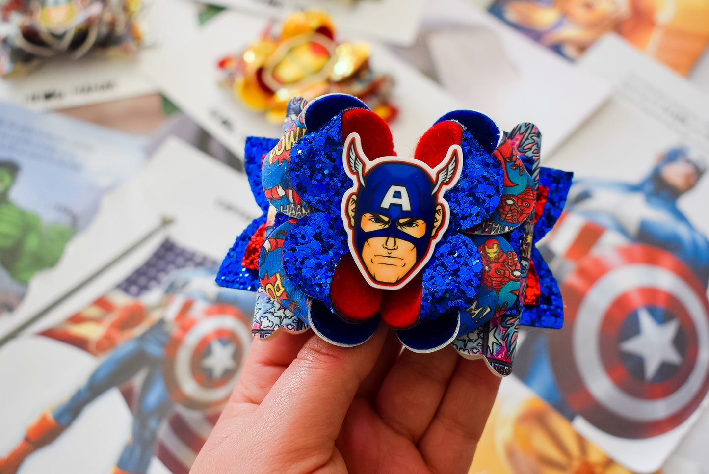 Captain America hair bow