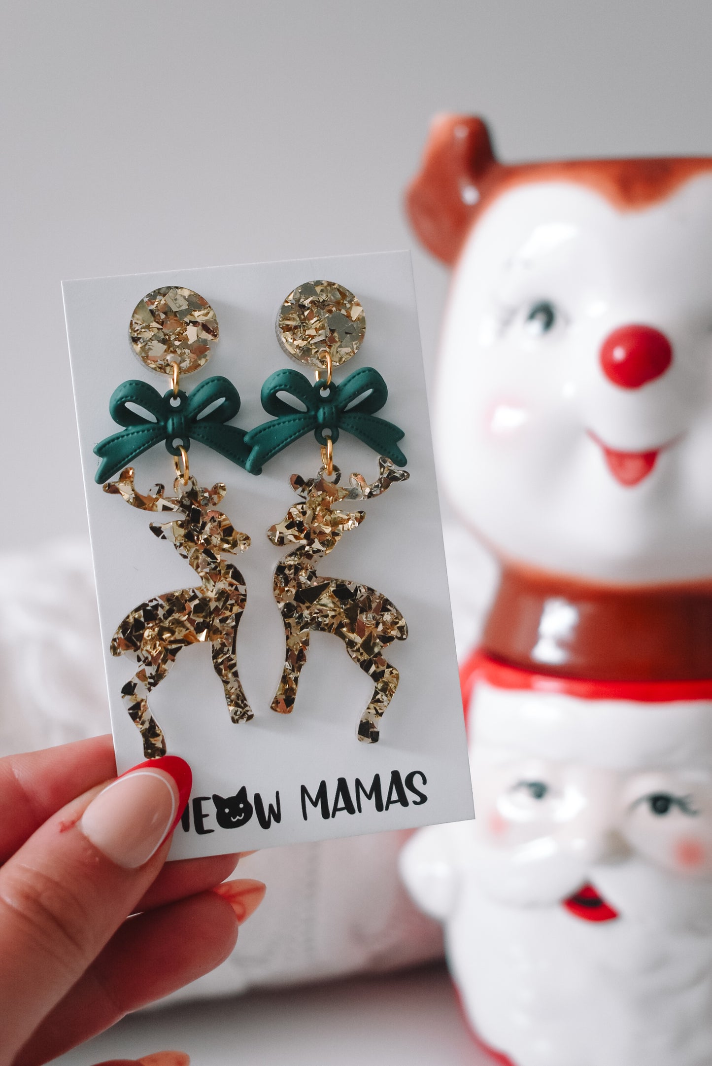 Reindeer dangle Acrylic earrings GOLD