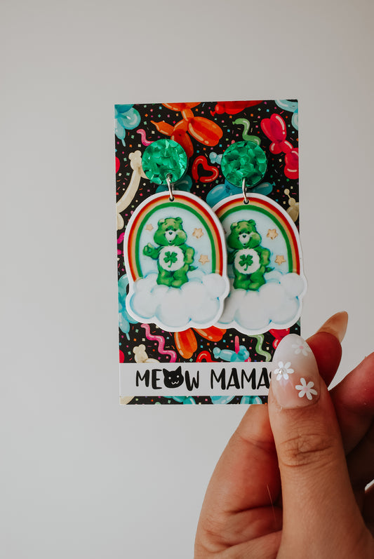 Goodluck bear Rainbow dangle earrings