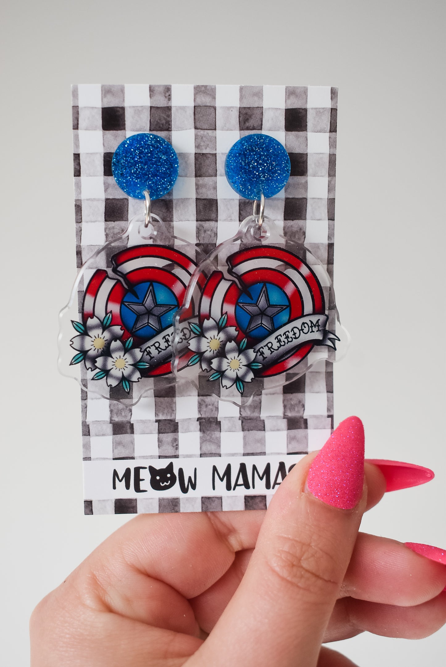 Captain America tattoo style Acrylic earrings