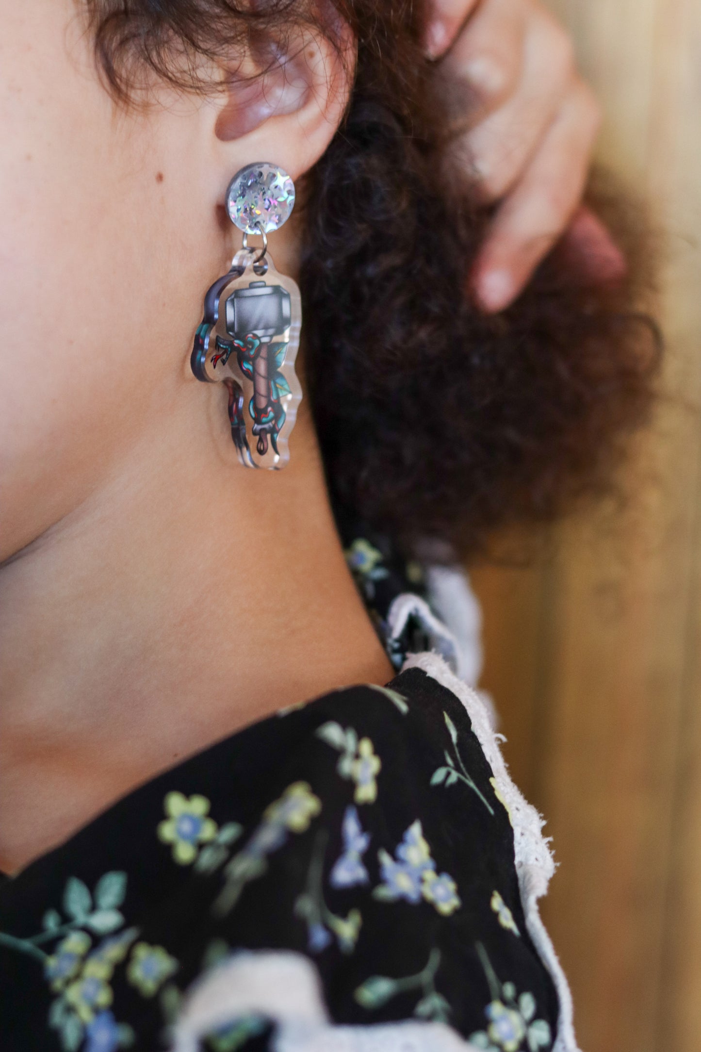 Thor tattoo style Acrylic earrings