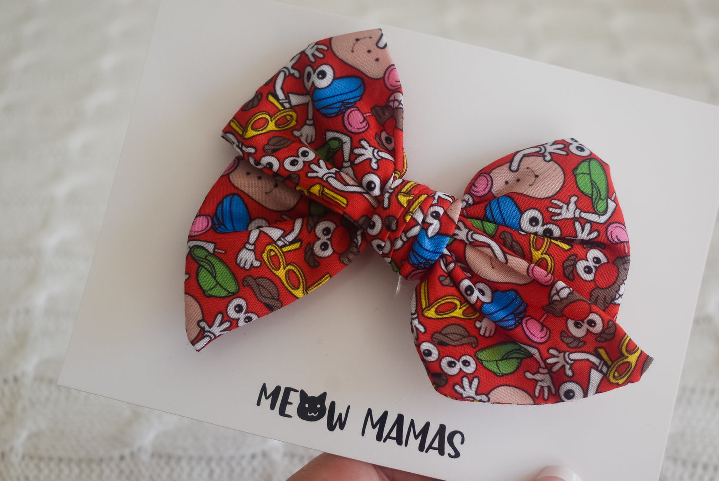 Red potato head Pinwheel bow