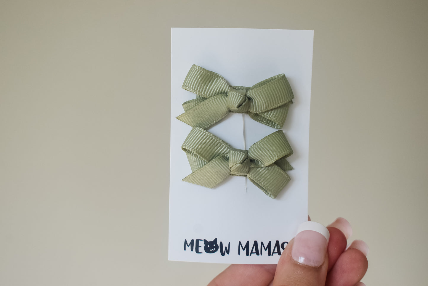 Boutique baby ribbon clips khaki