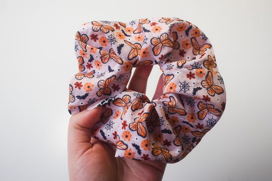 Orange butterflies halloween scrunchie