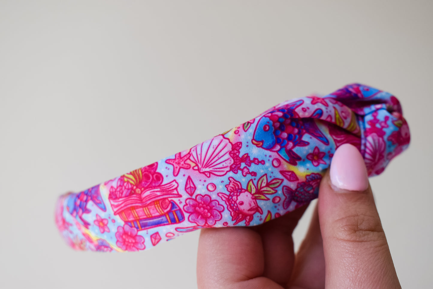 Pastel rainbow fish hard headband