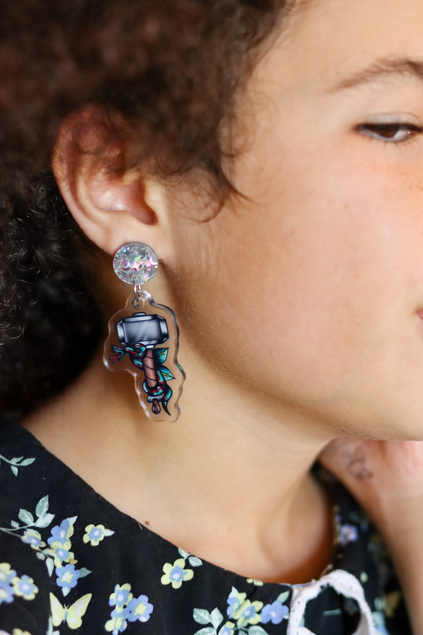 Thor tattoo style Acrylic earrings
