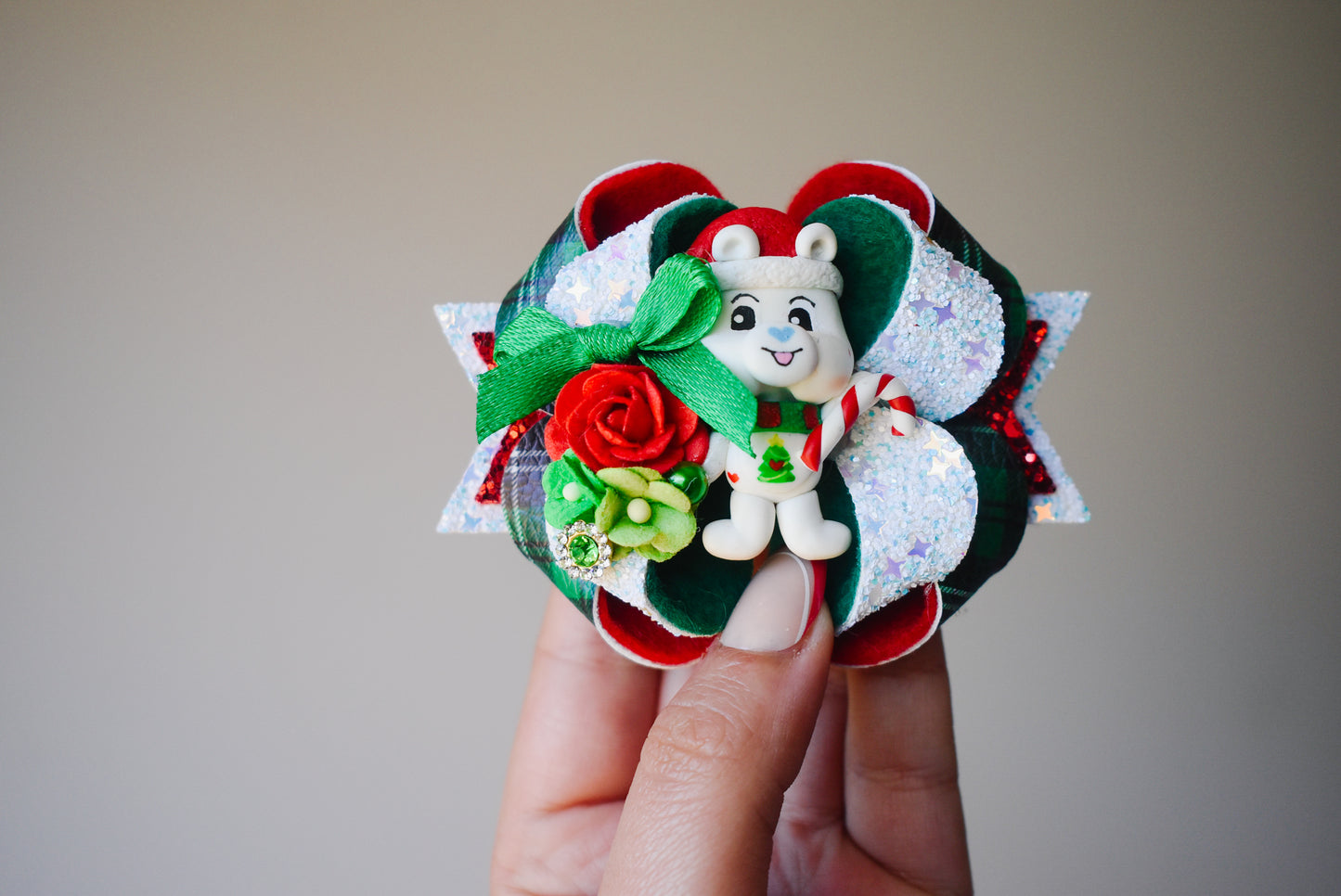 WHITE bear Christmas clay