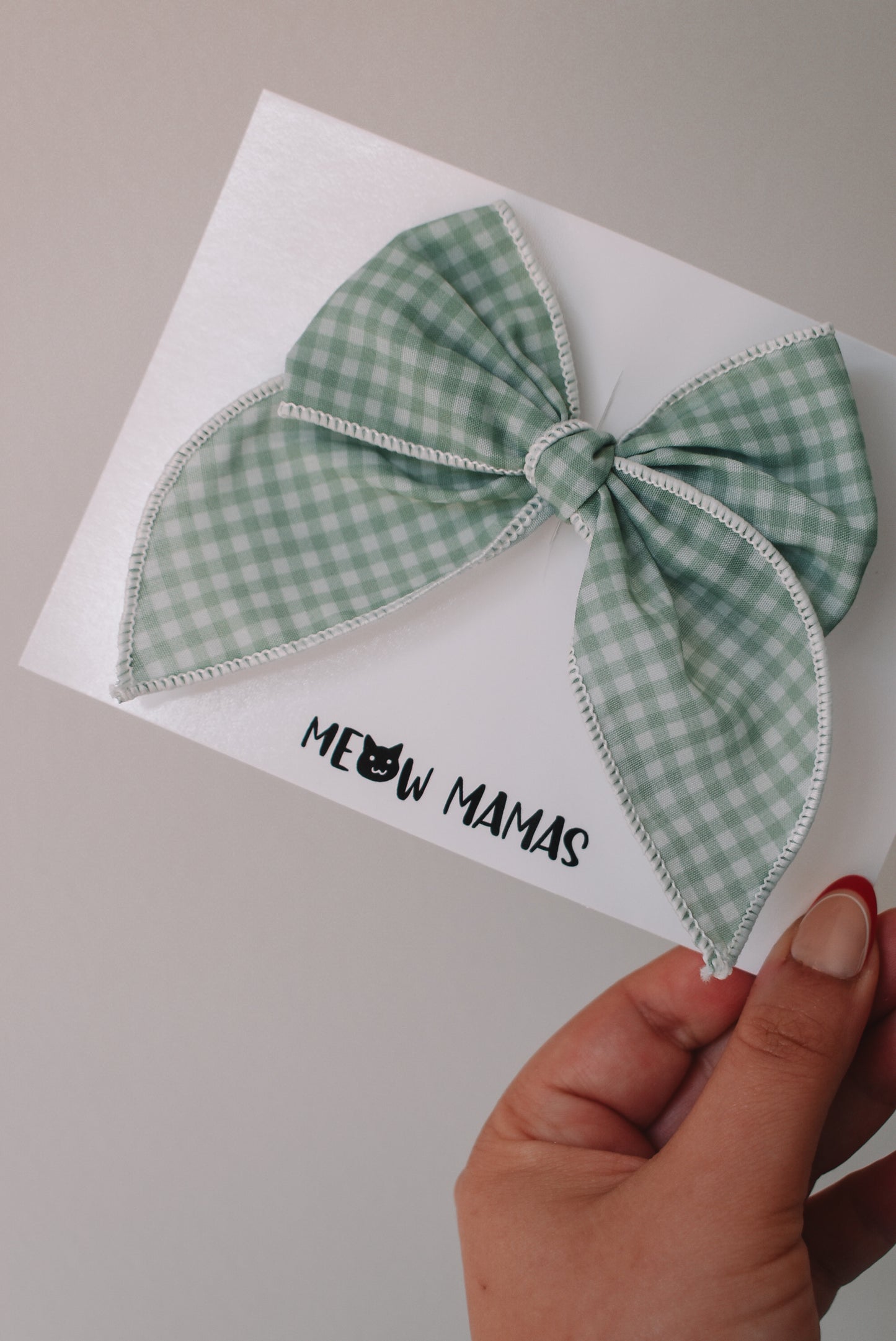 Green gingham mini whimsical sailor bow