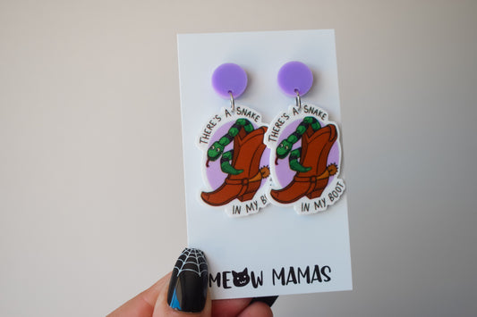 Theres a snake in my boot dangle earrings