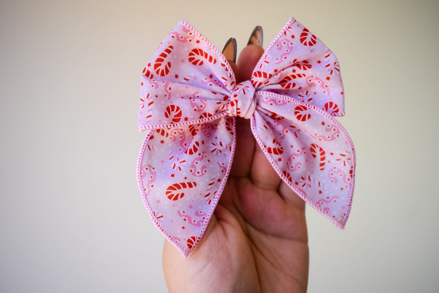 Bubblegum pink candy cane mini whimsical sailor bow