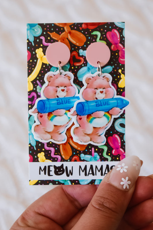 Cheer Bear Crayon dangle earrings