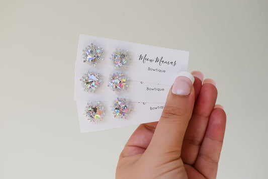 Silver snowflake Acrylic studs
