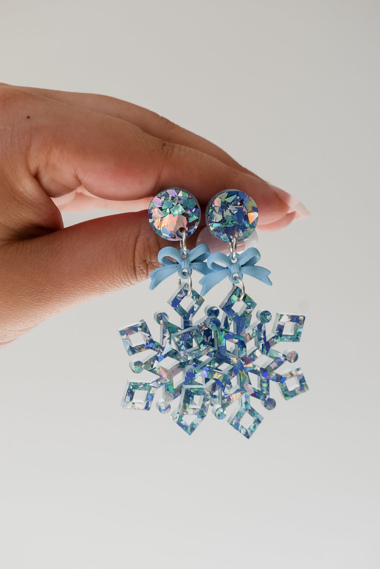 Blue snowflake dangle Acrylic earrings