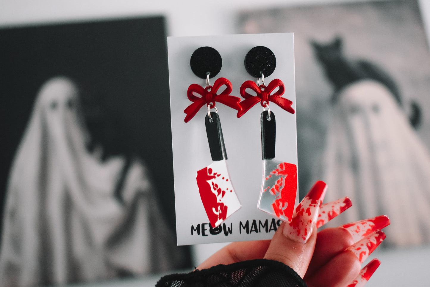Final girl meat cleaver earrings