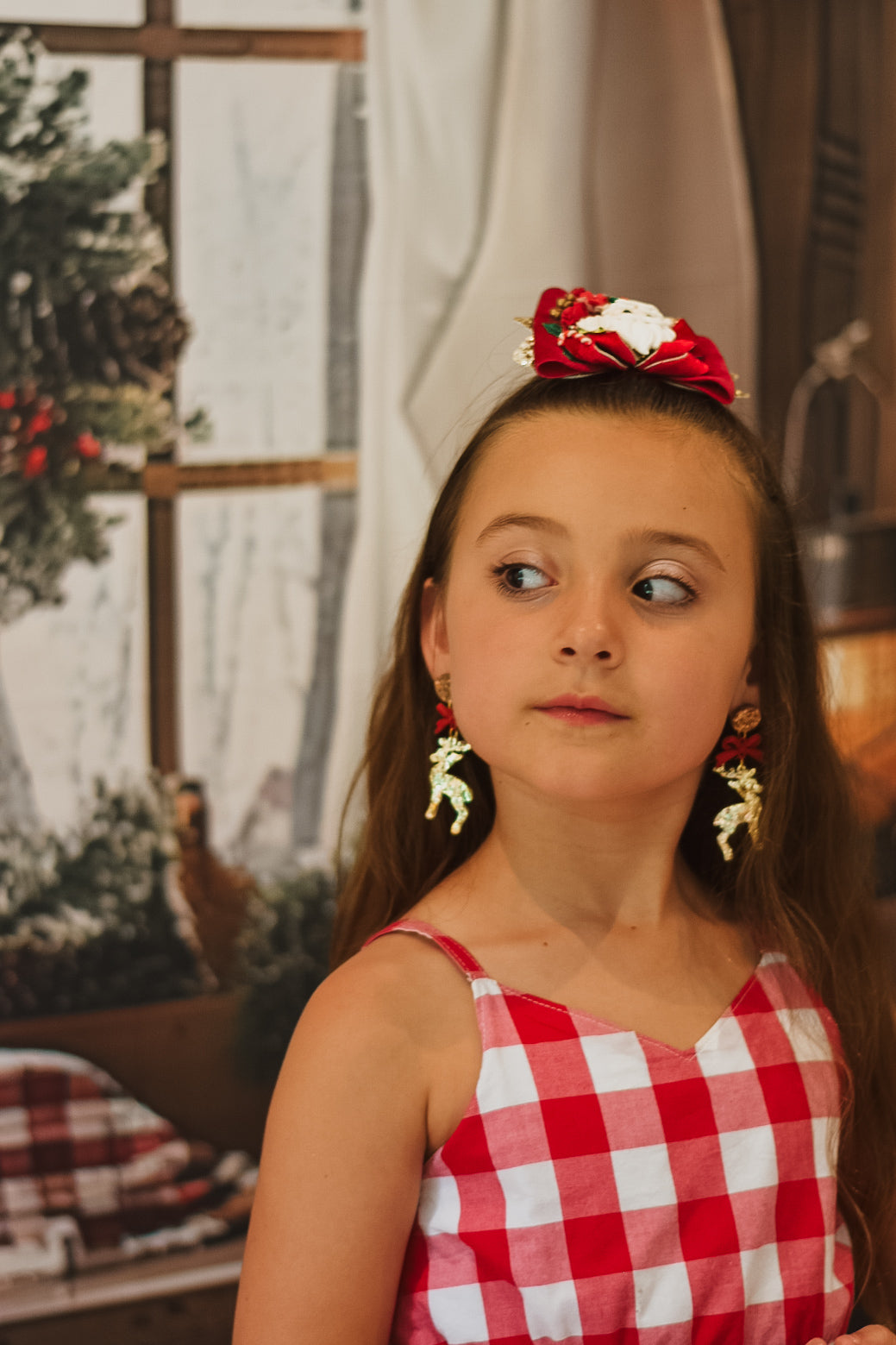 Reindeer dangle Acrylic earrings GOLD