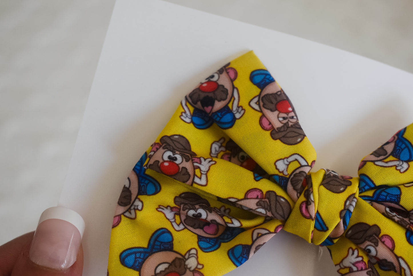 Yellow potato head Pinwheel bow