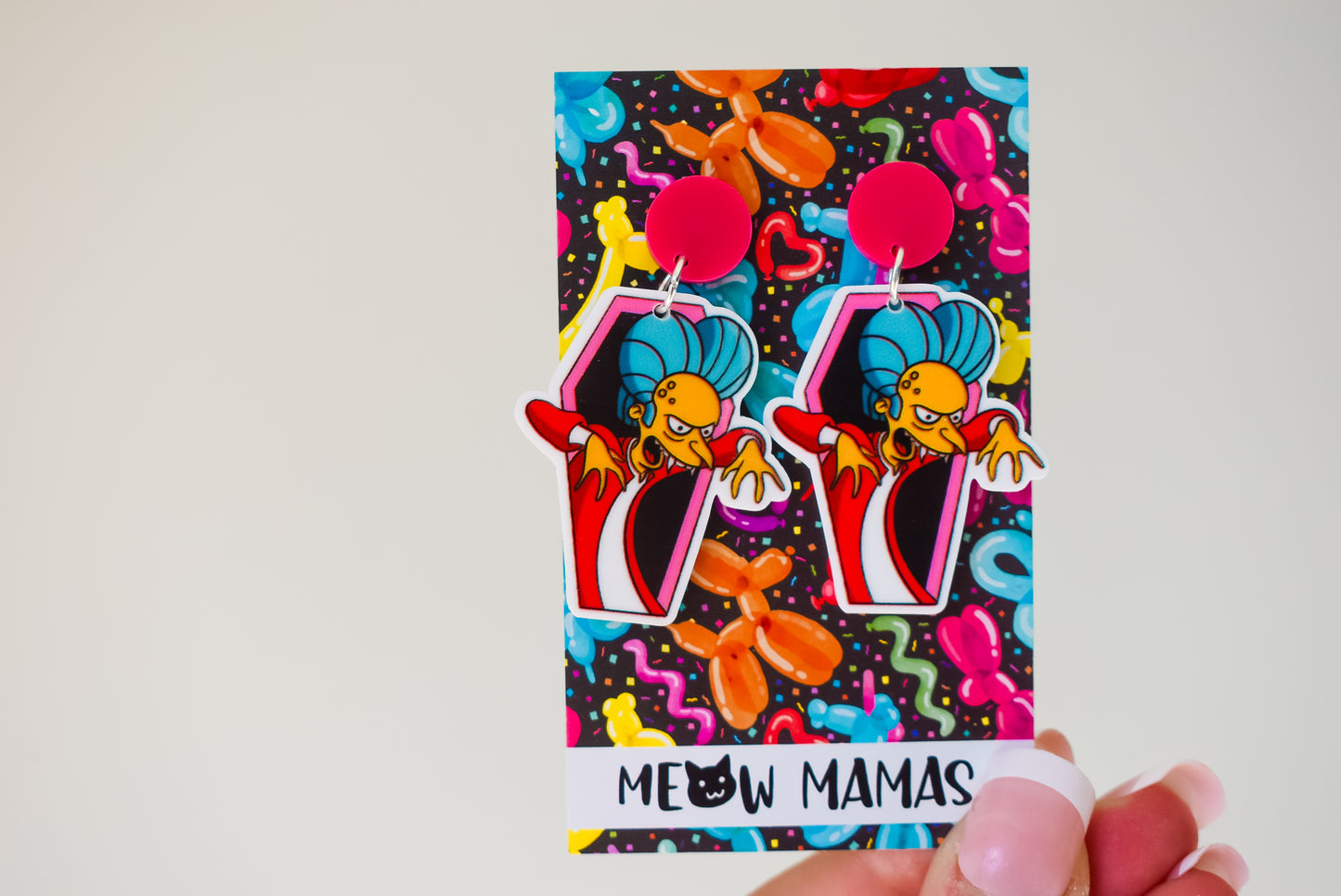 Vampire burns dangle earrings