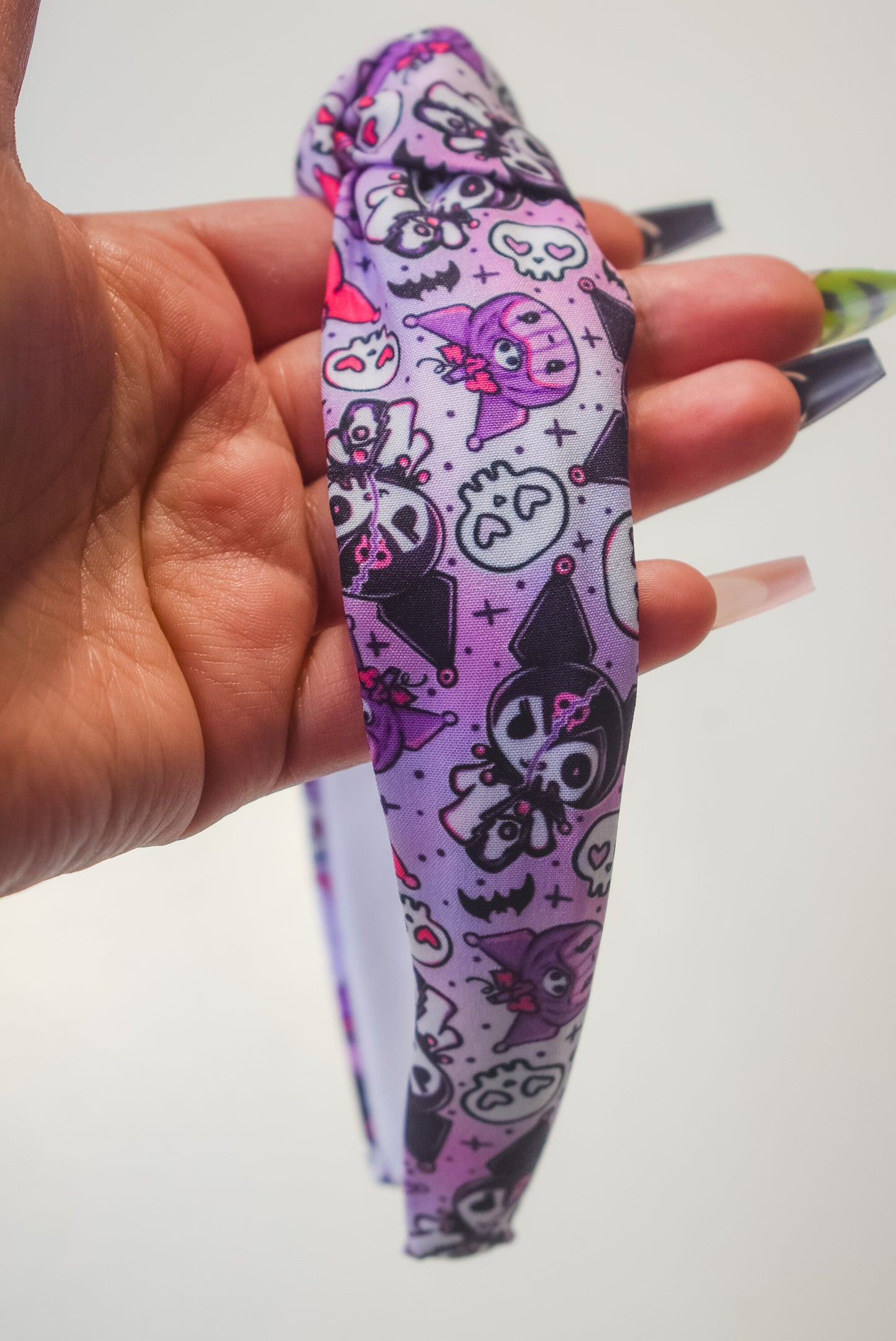 Spooky kuromi Top Knot hard headband