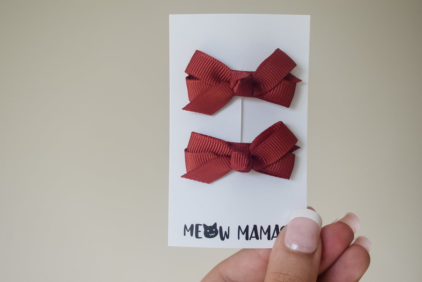 Boutique baby ribbon clips Maroon