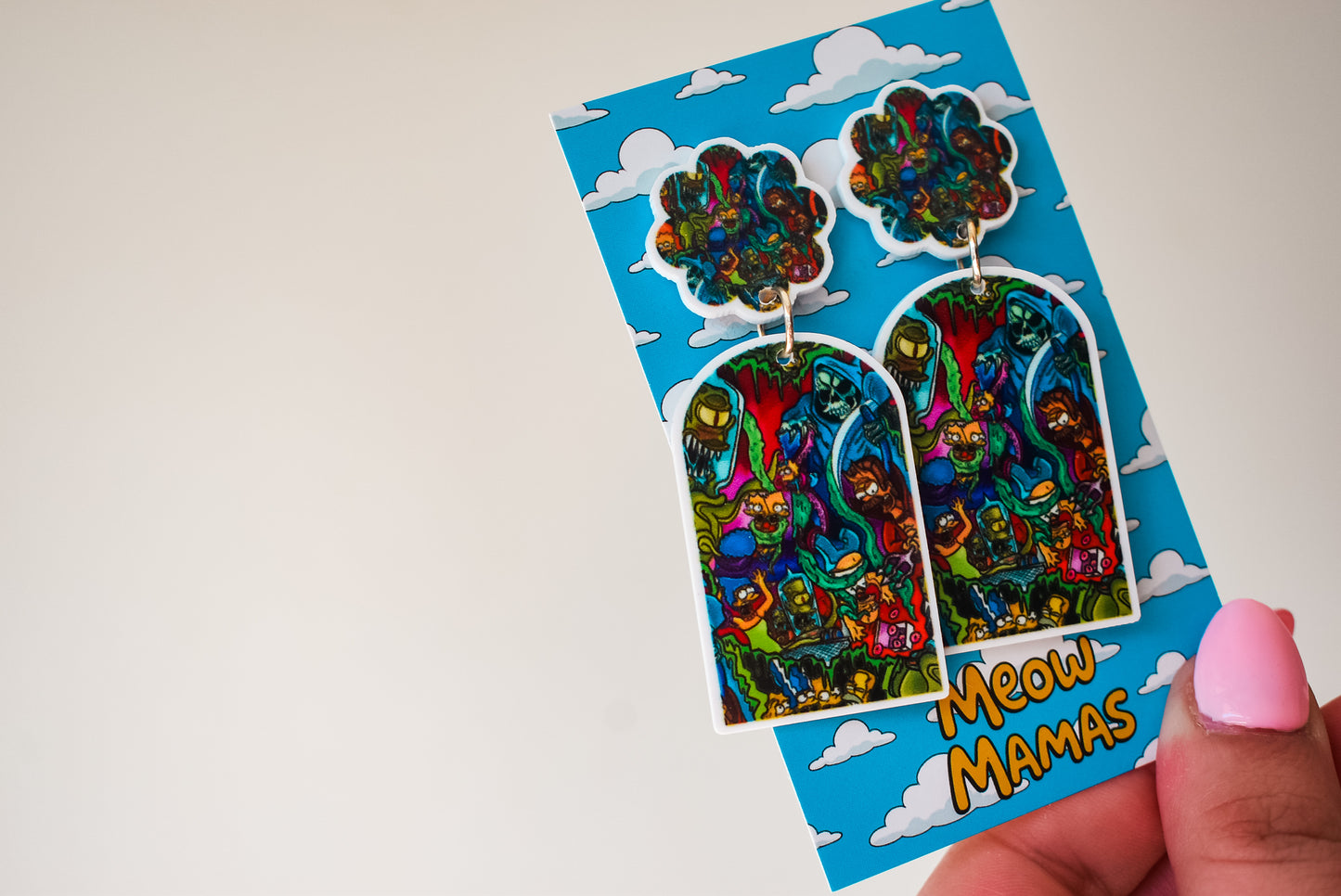 Retro treehouse of Horror dangle earrings