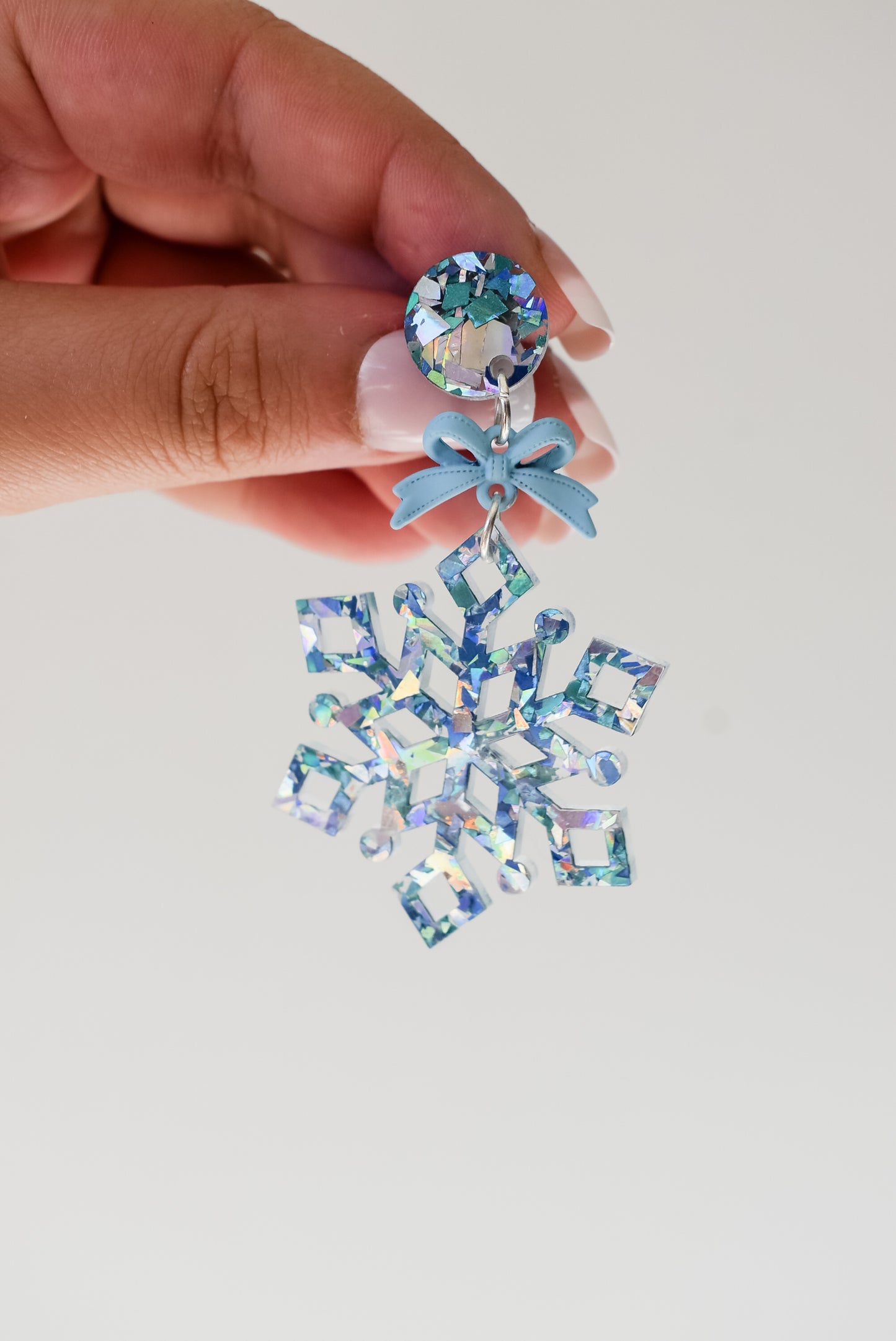 Blue snowflake dangle Acrylic earrings